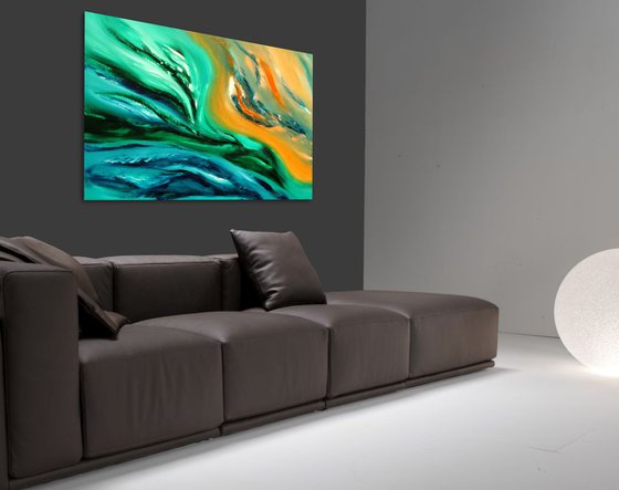 Life's flux, 100x70 cm, Deep edge, LARGE XL, Original abstract painting, oil on canvas