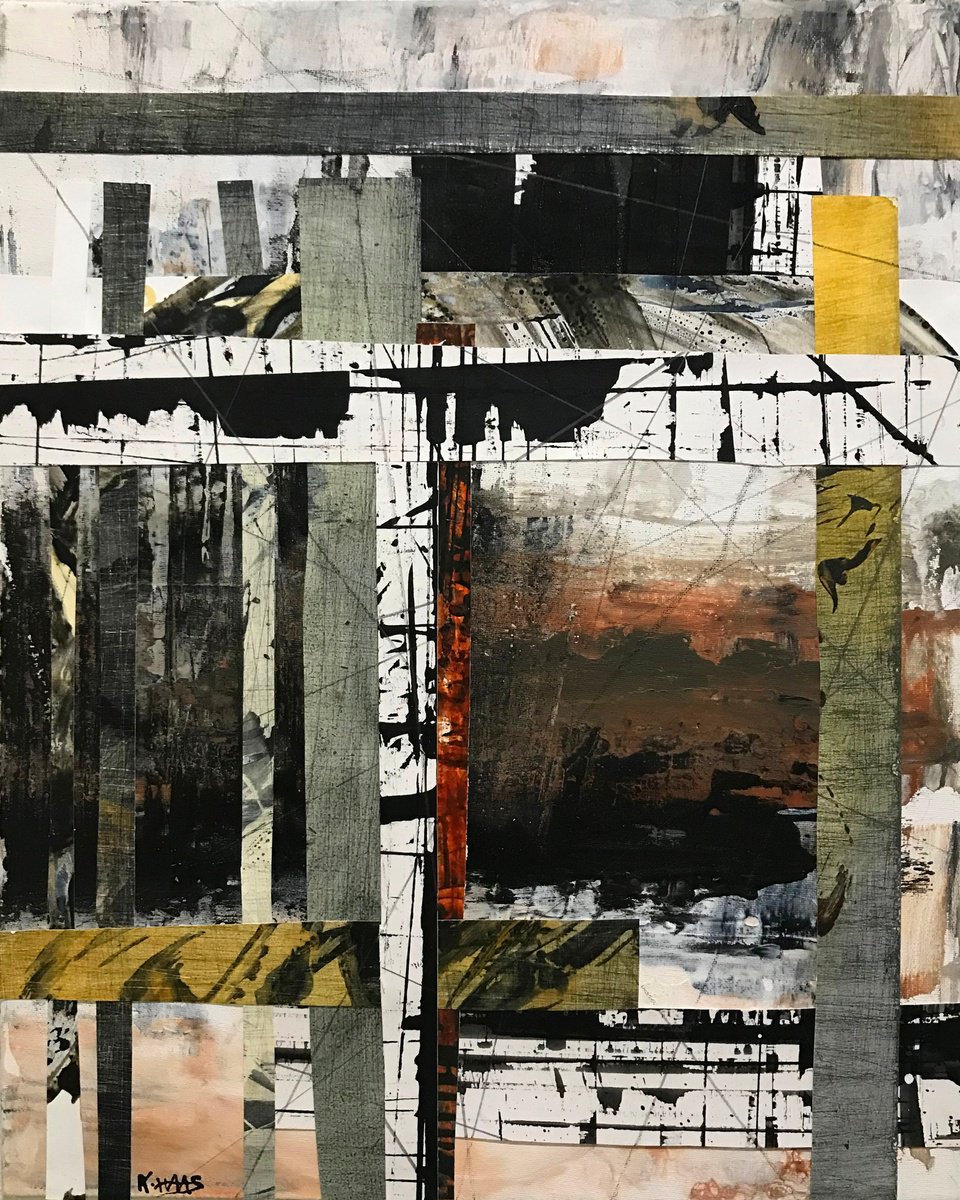 Abstract Collage By Kris Haas, 16 X 20", Temperament, Original Artwork