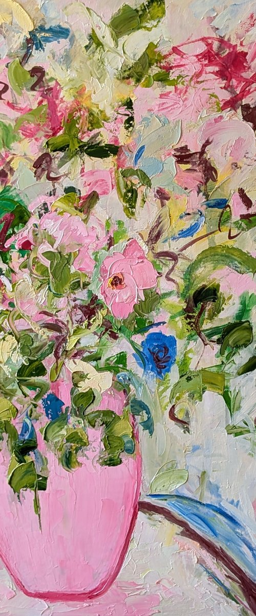Abstraction with a Pink Vase by Nicole Caron
