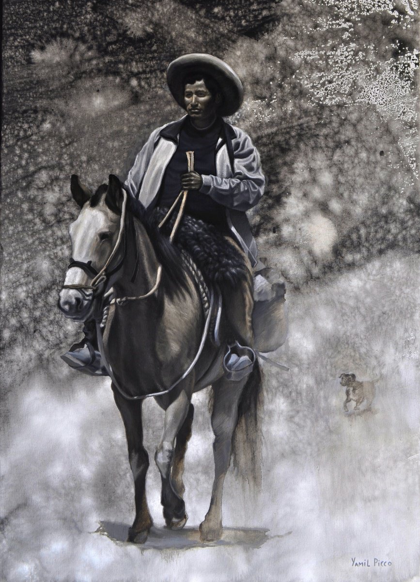 Surrealistic Portrait Oil Painting By Yamil Picco, 20 X 28", "Camino Al Infinito", Original Artwork