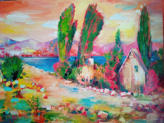 Armenian landscape (73x56cm, oil painting, ready to hang)