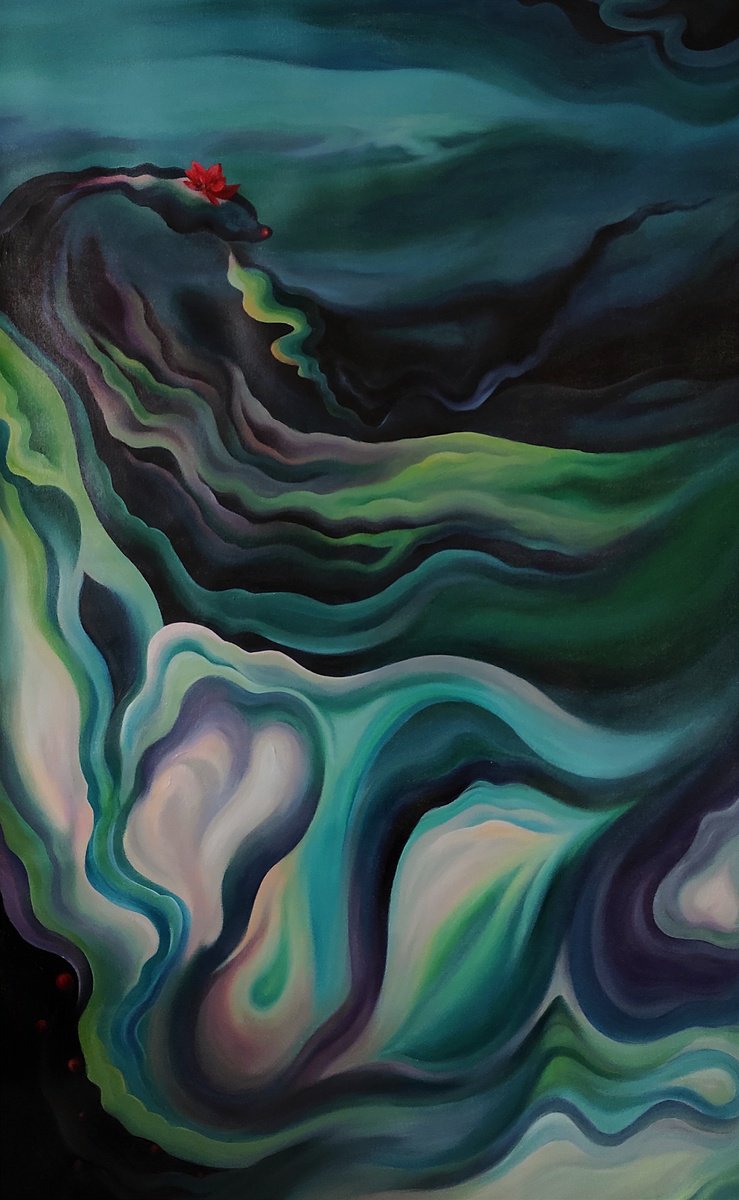 Abstract Acrylic Painting By Tetiana Borys, 24 X 37", The Scent Of The Garden, Original Artwork