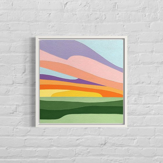 Sunset over the winter fields
