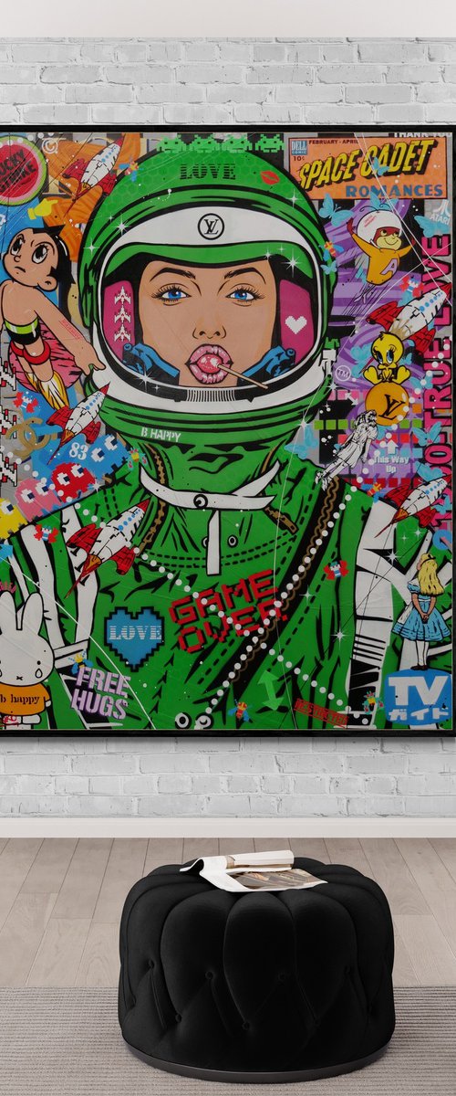 Lime Cadet 120cm x 150cm Textured Urban Pop Art by Franko