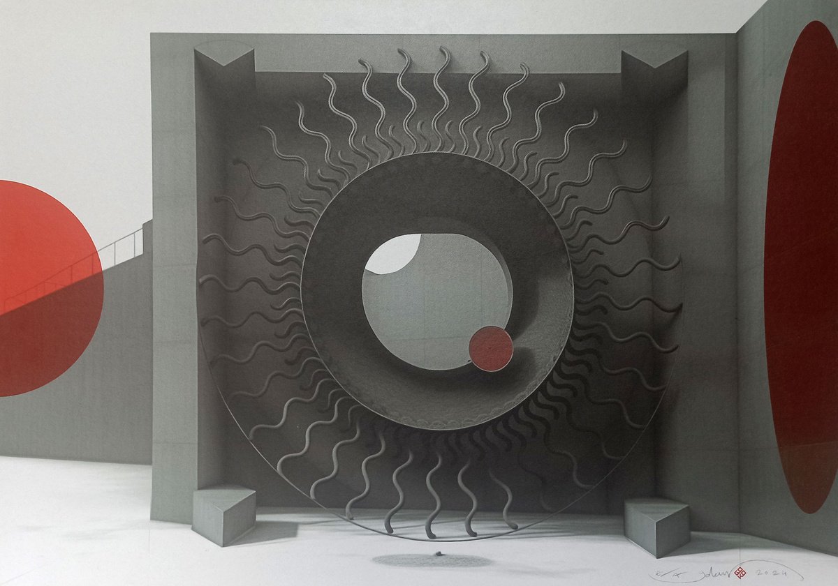 Abstract Cityscapes Giclee Print By Gokhan Okur, 28 X 39, Brutalist 02, Original Artwork