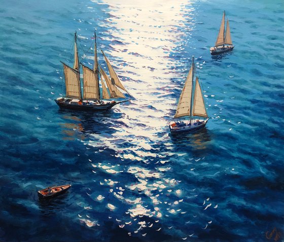 Seascape with Sailboats 35