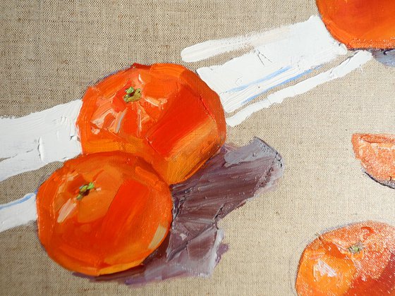 Tangerines Fruit Original Oil Painting Oil on Canvas Fine Art Impressionism