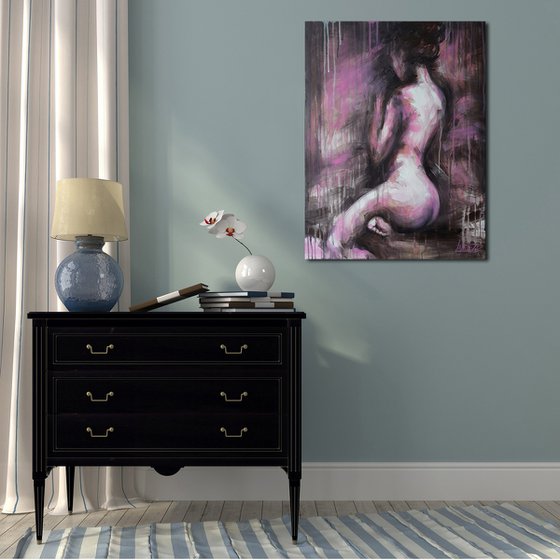 Painting Lolita - nude girl, Abstract Naked woman figure