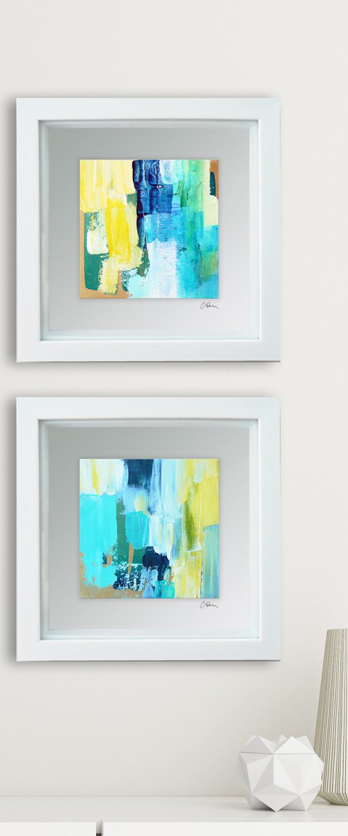 Framed ready to hang original abstract  - Deep water #10 by Carolynne Coulson