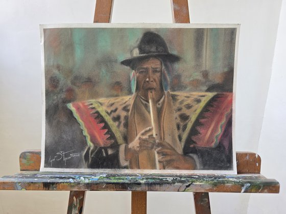 Bolivian flute player