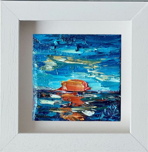 Red Moon Rises Again - a Mini semi abstract painting by Niki Purcell