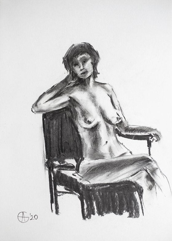 Nude in charcoal. 16. Black and white minimalistic female girl beauty body positive