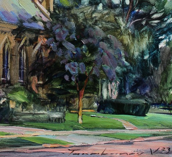 July evening. Church. Painting