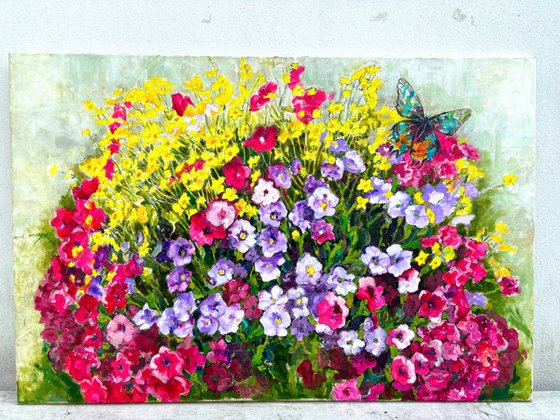 summer flowers with butterfly