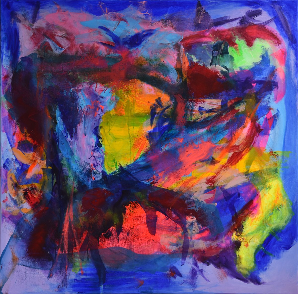 Organic Abstract Acrylic Painting By Sebastian Merk, 47 X 47", La Mer, Original Artwork