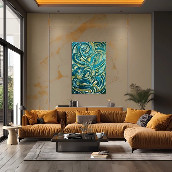 Golden waves 120x80x2 cm