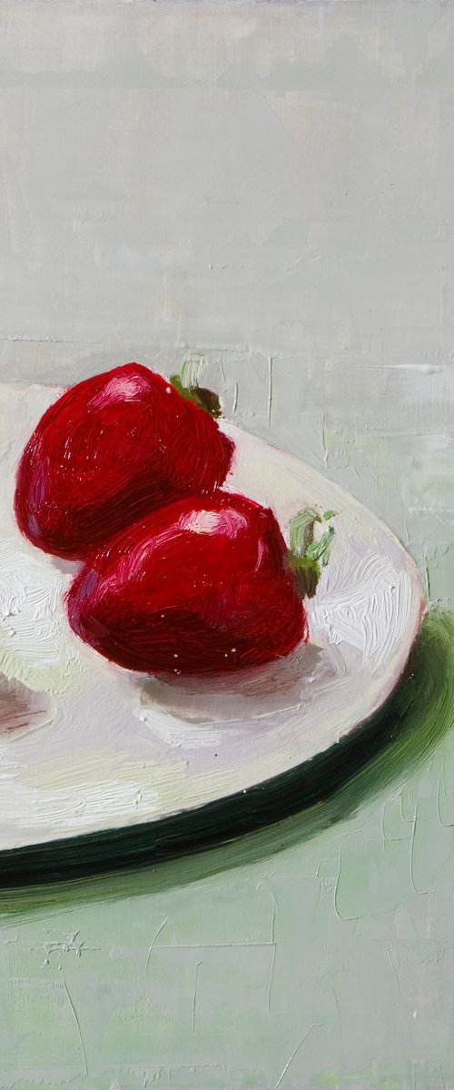 modern still life of strawberries by Olivier Payeur
