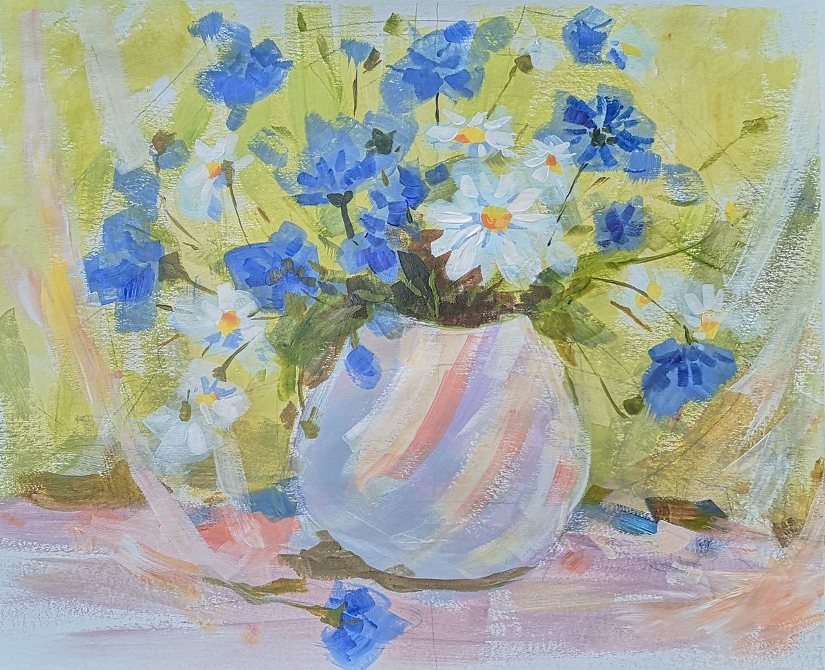 Summer flowers 4 (acrylic on paper ) (13.5x17x0.1’’) by Alexander Koltakov