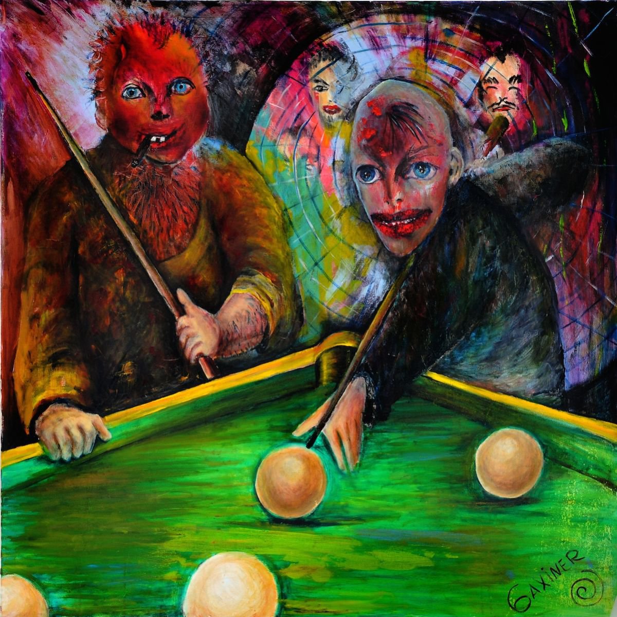 Billiards. Last Blow. By Leo Baxiner, 39 X 39, Artwork For Sale On Artfinder