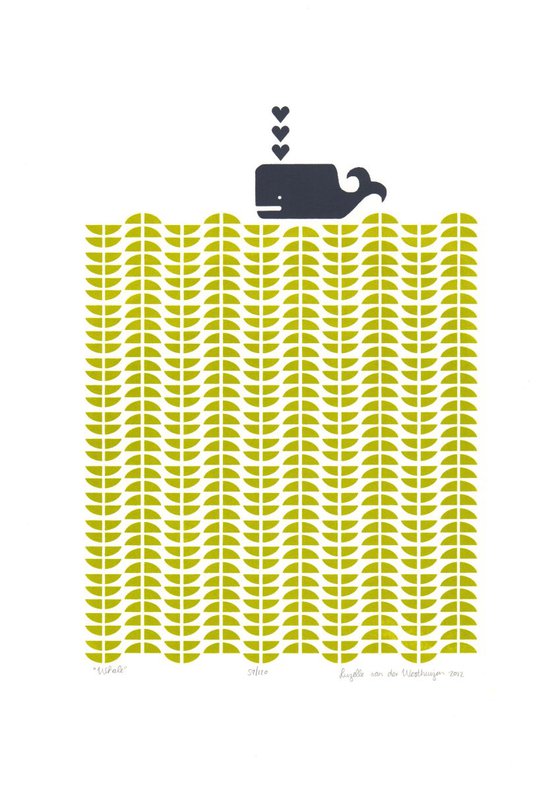 Whale in Chartreuse - Unframed - Worldwide Delivery
