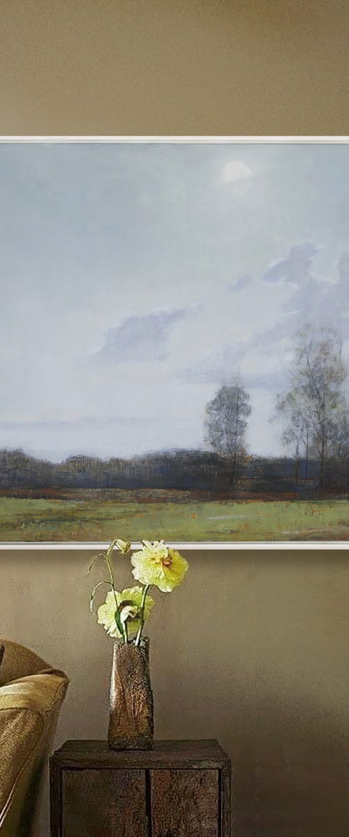 Peaceful Early Spring Morning 30x30 inch 76x76 cm by Bo Kravchenko by Bo Kravchenko
