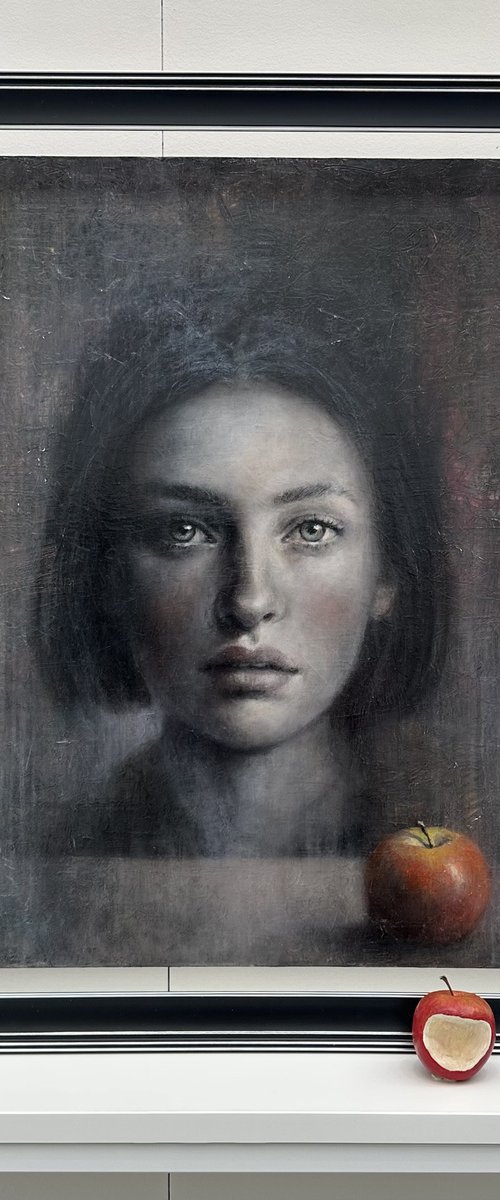 A woman and a bitten apple by Margarita Ivanova