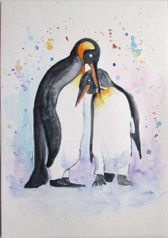 Loving Emperor Penguin Couple