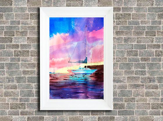 Sunset sailboat