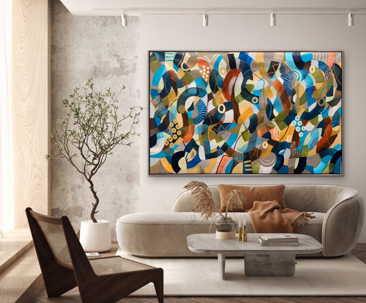Organic Abstract Acrylic Painting By Rashna Hackett, 72 X 43", Eternal Summer, Original Artwork