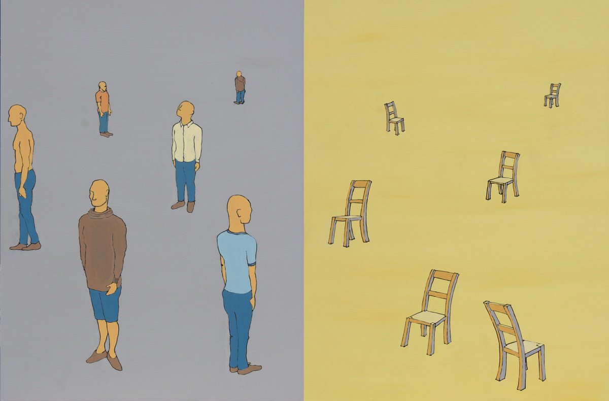 Graphic Portrait Painting By Lewis Evans, 476 X 315", Long-Standing Contenders, Original Artwork