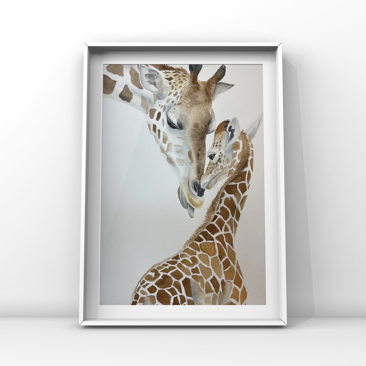 Giraffe kiss by Lucia Kasardova