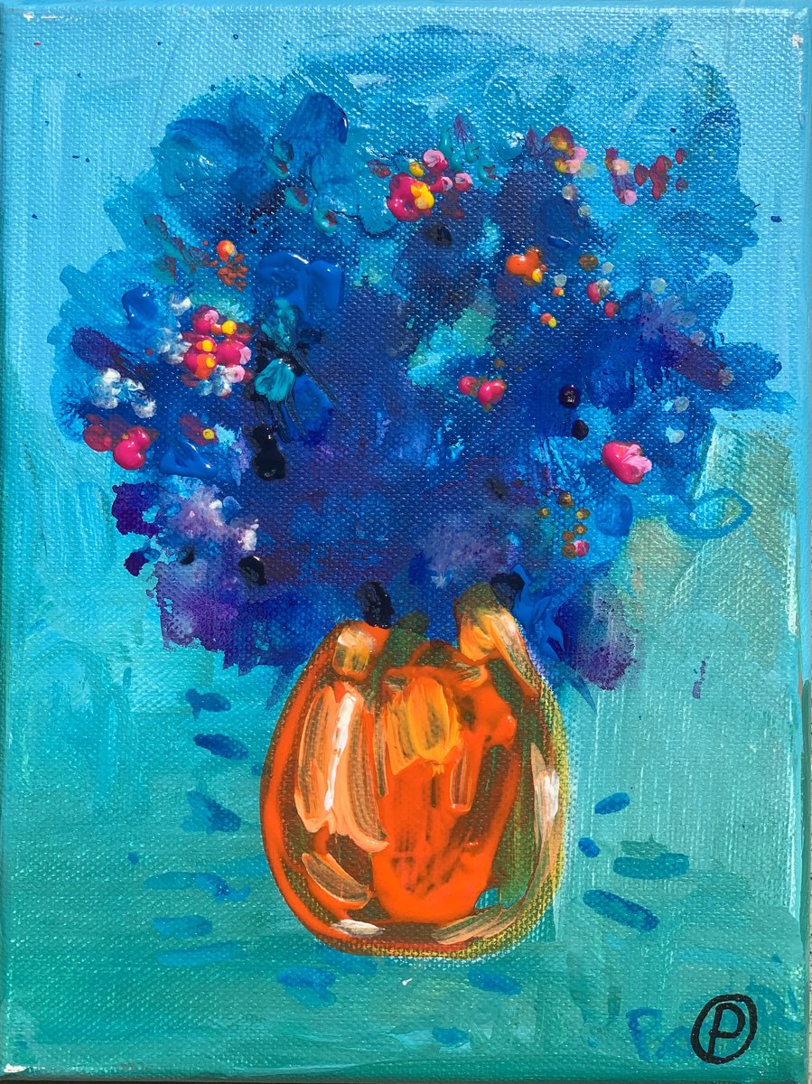 Impressionistic Botanical Acrylic Painting By Olga Pascari, 7 X 9", Still Life, Original Artwork