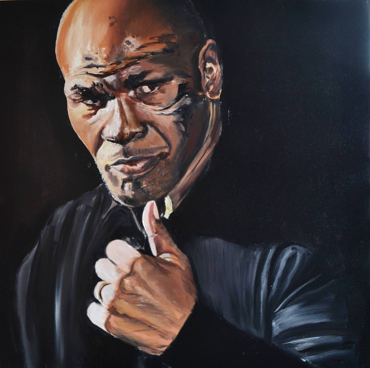 Portrait Oil Painting By Valeriia Radziievska, 24 X 24", Mike Tyson, Original Artwork