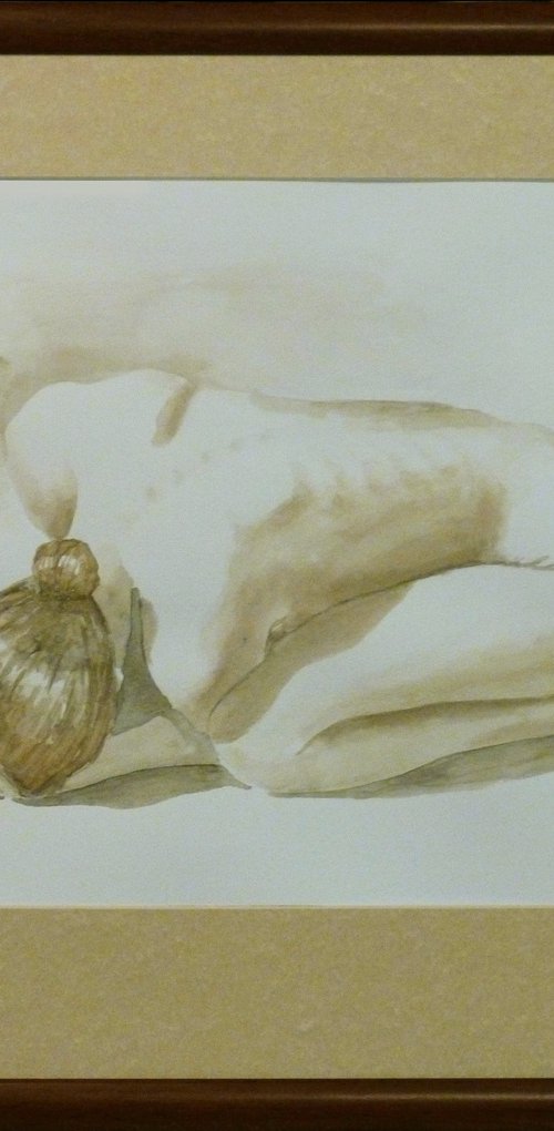 Watercolor Nude Study by Rumen Spasov