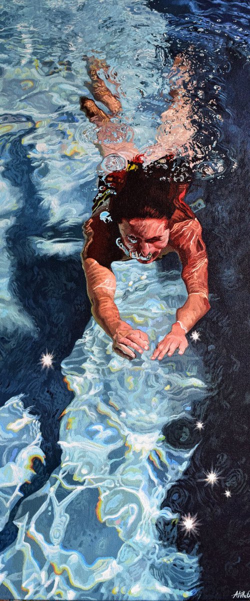 Follow the Stars - Swimming Painting by Abi Whitlock