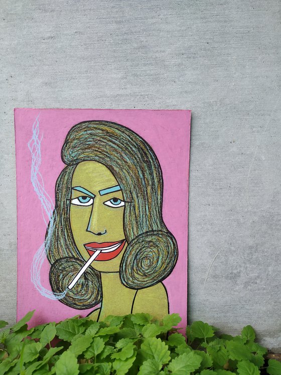 Yellow smoking woman