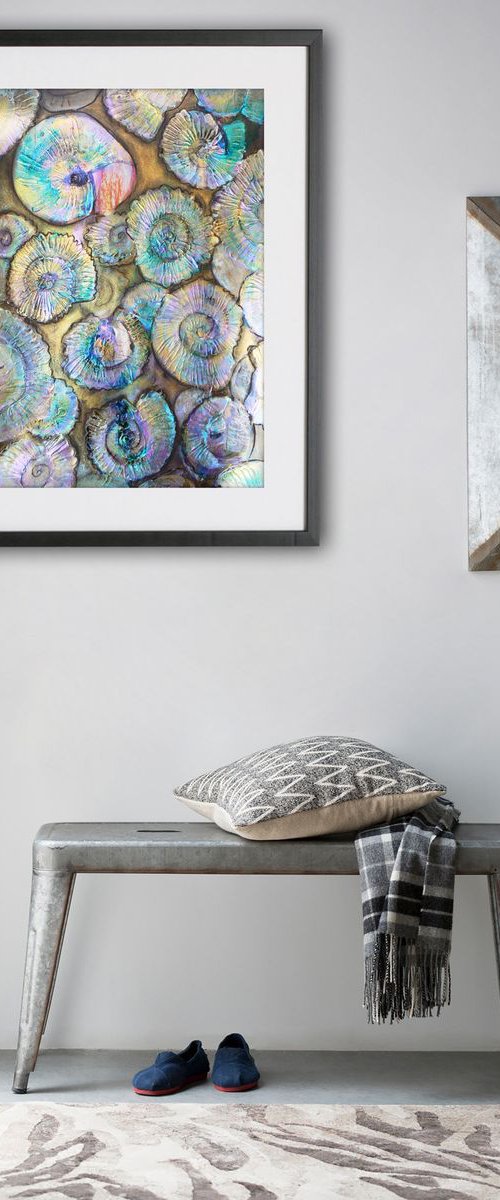 Ammonite (textured artwork of a fossil ammonites) #4 by Carolynne Coulson