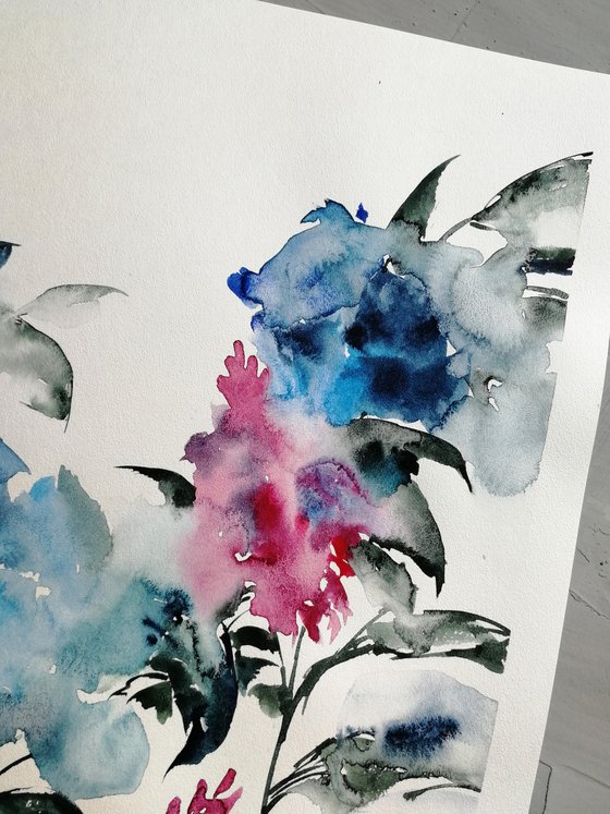 Hydrangea flowers painting