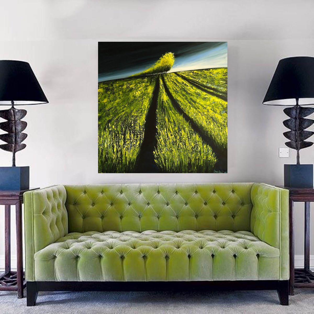 Abstract Landscape Acrylic Painting By Danijela Dan, 31 X 31, Spring Sunrise, Original Artwork