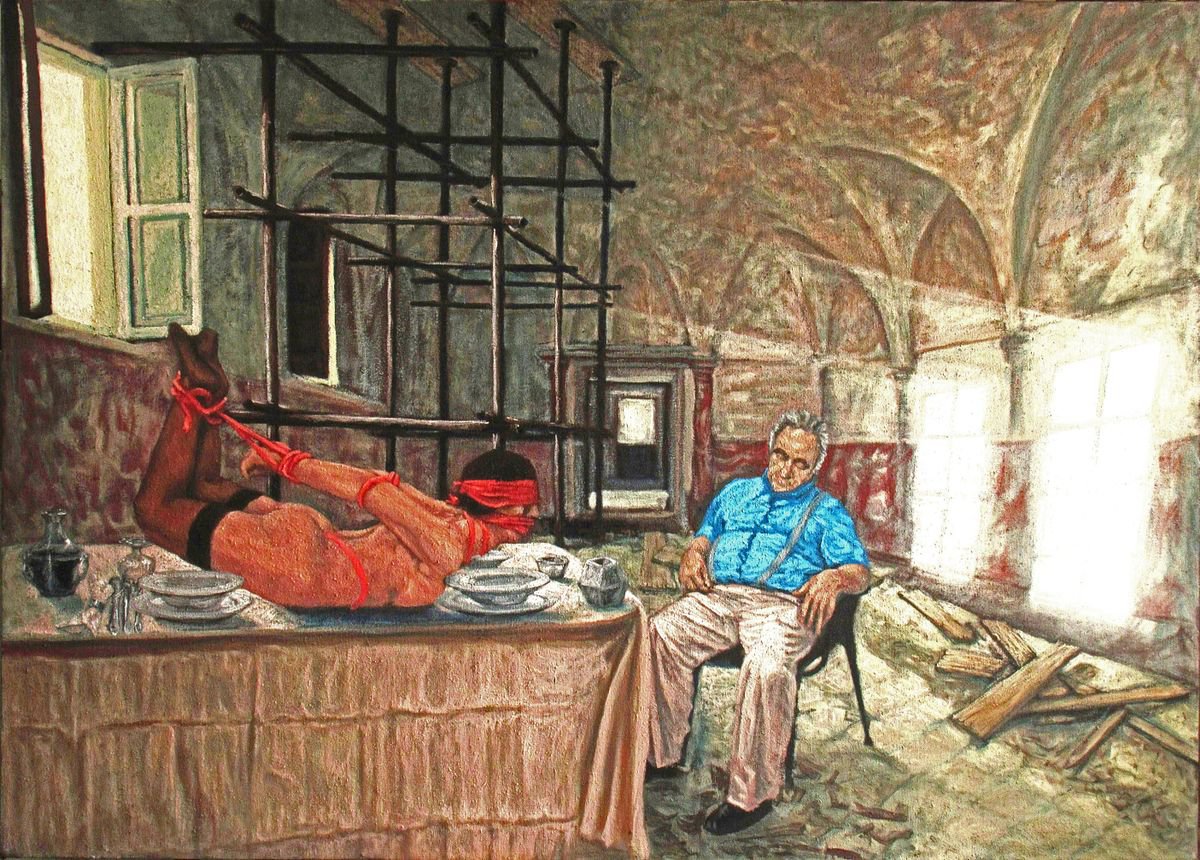 Portrait Oil Painting By Antonio Mele, 63 X 45, Sade Sleeps., Original Artwork