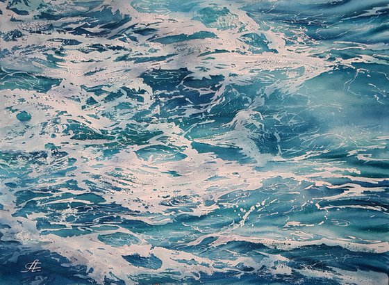 watercolour waves painting