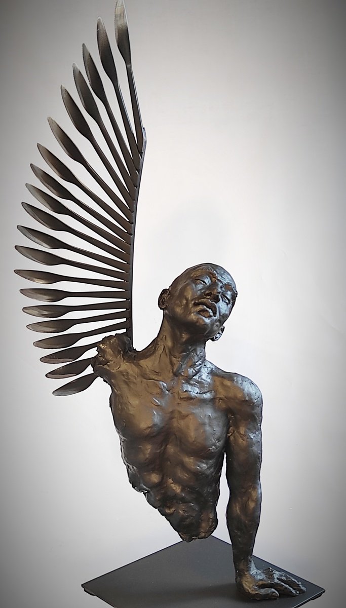 Expressive Portrait Sculpture By Elena Kraft, 20 X 33, Ashrise, Original Artwork