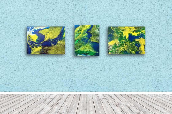 "Mother Earth Series" - SAVE OVER $100 + FREE WORLDWIDE SHIPPING - Original Triptych, Abstract PMS Acrylic Paintings Series