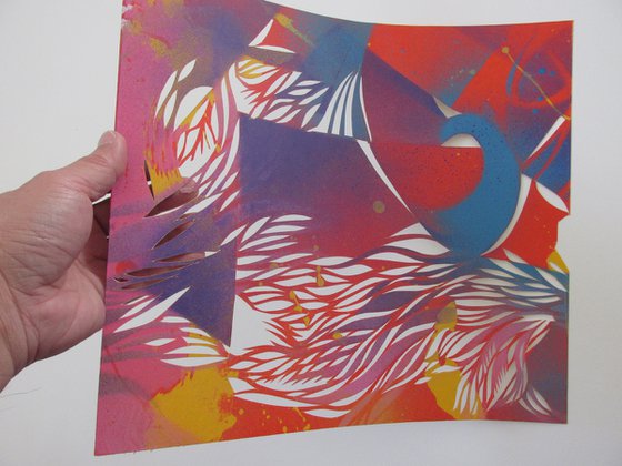 red reed abstract papercut