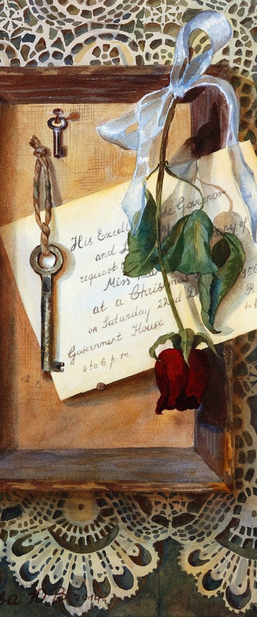 Still life of Trompe l'oeil on lace. by Yulia Krasnov