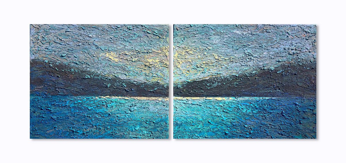 Impressionistic Landscape Acrylic Painting By Nadiia Antoniuk, 47 X 20", Cloud Of Light, Original Artwork