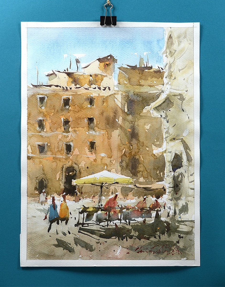 Rome Watercolor Landscape. by Marin Victor