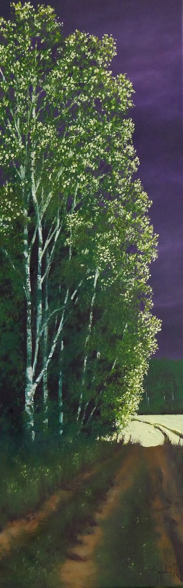 Photorealistic Landscape Oil Painting By Eugene Gorbachenko, 12 X 35, Before The Storm, Original Artwork