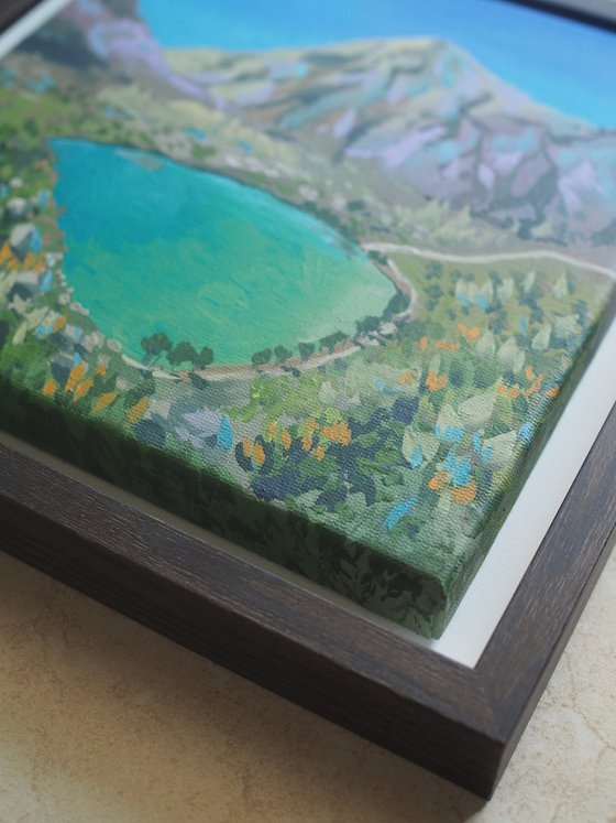 Glacial lake in the mountains - original framed artwork