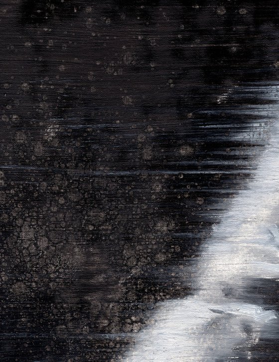 Birttane | Black and white oil painting on paper | dancing beautiful powerful woman wearing vibe lady